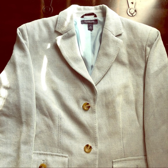 Lands' End Jackets & Blazers - Powder Blue/ White tweed blazer